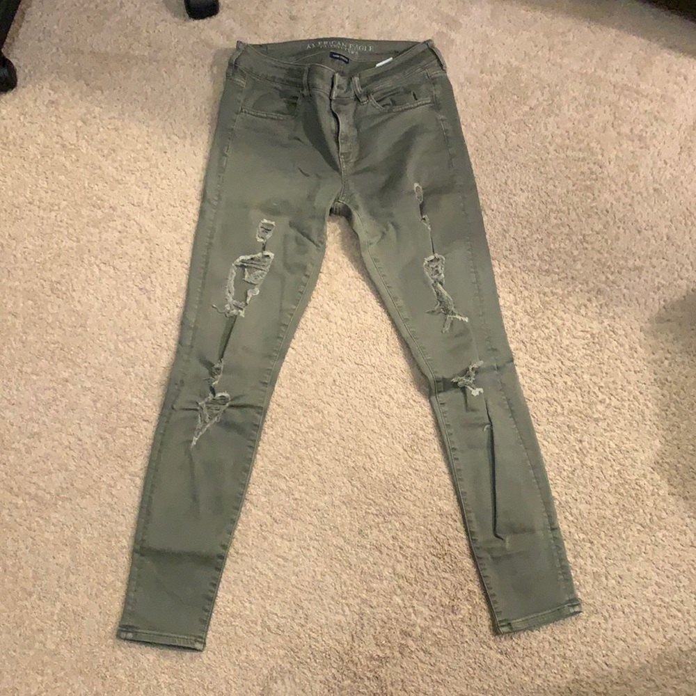 Green Distressed American Eagle Jeans